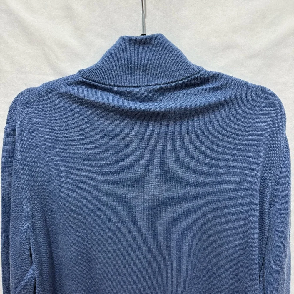 Banana Republic 100%‎ Merino Wool Quarter-Zip Sweater Blue Large Layering